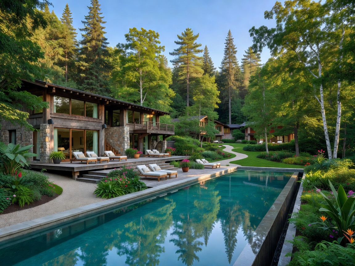 Resort property surrounded by trees